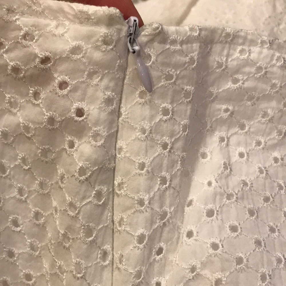 Size 2 Y2K Romantic white cotton eyelet lace ruffle asymmetrical skirt lined EUC - Picture 9 of 11